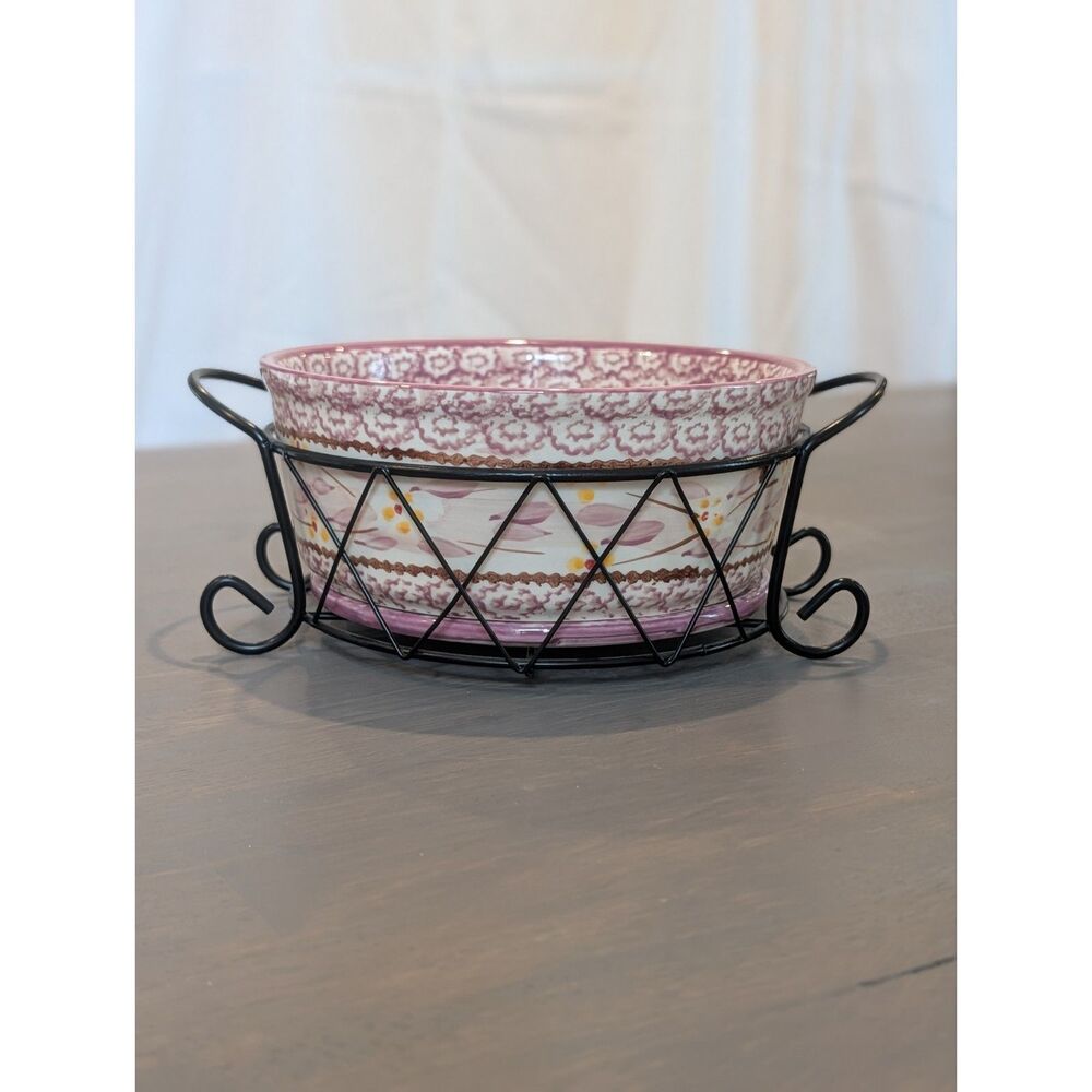 Temp-tations Old World 1.5 Quart Casserole Dish with Wire Rack & Wicker Liner
